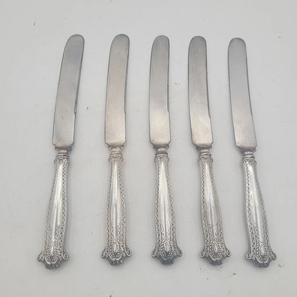 5 AS Co World Brand Knives replacement stainless steel dinner knife wreath bow‎